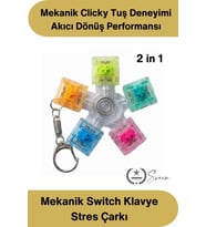 #StresKlavye Hediye Clicky Şeffaf Mekanik Switch Klavye Stres Çarkı Renkli Tuşlu Fidget Oyuncak Odak