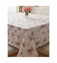 Çicek Kelebek desen Masa Örtüsü 140x150 cm Elyaf Tabanlı Yeni Model Masa örtüsü (Çok Renkli)