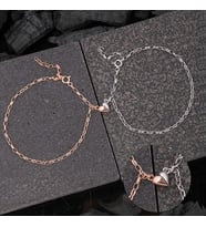 925 Ayar Gümüş Rodyum Rose Çift Kalpli Aşk Bileklik