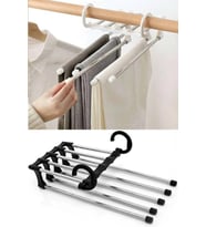 5 Katlı Dolap İçi Kumaş Kot Pantolon Askısı Elbise Kravat Eşarp Şal Bluz Askılığı Askı (Siyah - Beyaz)