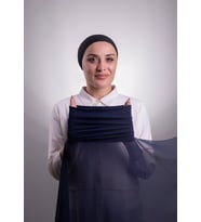 Lacivert Pratik Hazır Geçmeli Şal Şifon Boru Boneli 3001_02