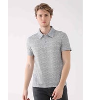 Dufy Gri Erkek Ekstra Slim Fit Desenli Casual Polo Yaka Tshirt - 94306