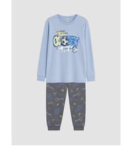 LCW Kids Mavi Bisiklet Yaka Erkek Çocuk Pijama Takım