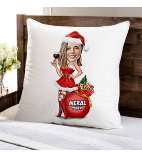 Kişiye Özel Süper Noel Kız Karikatürlü Yastık