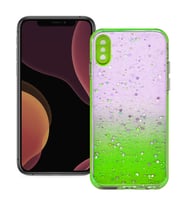 Apple iPhone X / XS Simli Şeffaf Sert Slikon Kılıf (Yeşil)