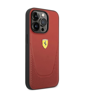 Apple iPhone 14 Pro Max Kılıf Ferrari Deri Delikli Dizayn Kapak