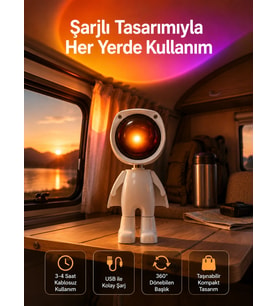 Gün Batımı Projektör Lamba Astronot Görünümlü Dekoratif Masa Lambası