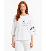 Kadın Beyaz Oversize Yazılı T-Shirt