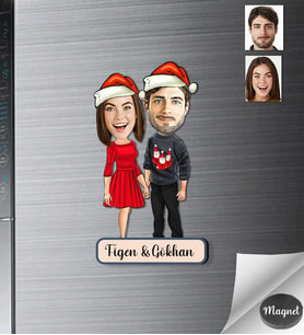 Kişiye Özel Yılbaşı Sevgili Ahşap Magnet -12