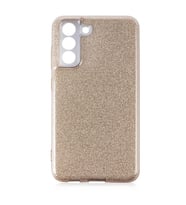 Samsung Galaxy S21 FE Uyumlu Kılıf Sert Silikon Simli Desenli Zore Shining Silikon (Gold)