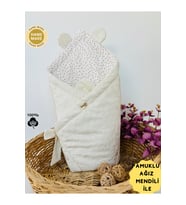 BEBEK BATTANİYESİ BEBEK KUNDAĞI AYICIK KULAKLI ŞERİTLİ PAMUKLU BEBEK ÖRTÜSÜ