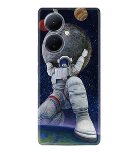 Vivo V29 Lite Kılıf Silikon Desen Özel Seri Astronot ve Dünya 1759