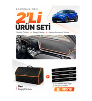 e-biz TOYOTA CHR (2016-2022) Uyumlu Torpido Örtüsü + Deri Bagaj Çantası - Siyah-Kahverengi - TO027
