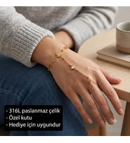 Lunéa Charm Hand Chain Bracelet Dört Yapraklı Yonca ve Kalp Figürlü Şahmeran Bileklik