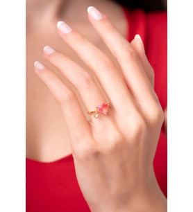 Ayarlanabilir Pembe Kristal Renkli Parlak Taşlı Kadın Yüzük