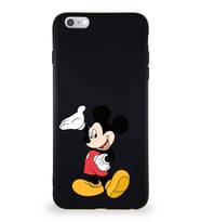 Apple iPhone 6S Plus Soft Premier Kapak Mickey Mouse-C Tasarımlı Silikon Kılıf - Siyah (Şeffaf)