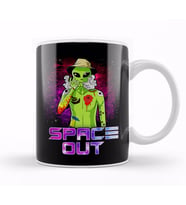 Space Out Hipster Alien Smoking & Spacing Out UFO Kupa Bardak Porselen