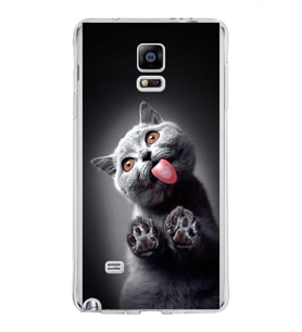 PrintiFy Samsung Galaxy Note 4 ile Uyumlu 1mm Slim Fit Kedi 2 050c Baskılı Şeffaf  Kılıf