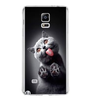PrintiFy Samsung Galaxy Note 4 ile Uyumlu 1mm Slim Fit Kedi 2 050c Baskılı Şeffaf  Kılıf