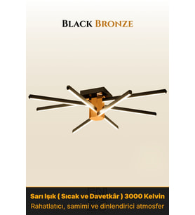 Nova 8 Bronz 6500K LED Tavan Avize – Kumandalı Dim Edilebilir – Aşağı Işık