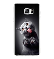 PrintiFy Samsung Galaxy Note 5 ile Uyumlu 1mm Slim Fit Kedi 2 050c Baskılı Şeffaf  Kılıf