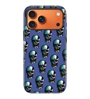 iPhone 17 Pro Velvet Kılıf Lansman İçi Kadife Temalı Desenli Silikon Cracked Skull