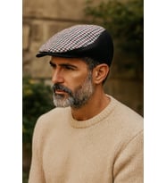 Erkek Kazayağı Kasket Şapka – Patchwork Retro Flat Cap (Siyah)