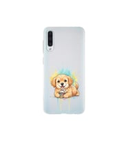 Samsung Galaxy A50s ile Uyumlu Splash Köpek Tasarımlı Şeffaf Silikon Kılıf