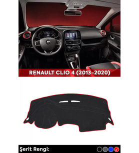Renault Clıo 4 (2013-2020) 3d Torpido Koruma Kılıfı - Ön Göğüs Kaplama - Kırmızı Şerit