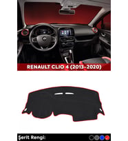 Renault Clıo 4 (2013-2020) 3d Torpido Koruma Kılıfı - Ön Göğüs Kaplama - Kırmızı Şerit