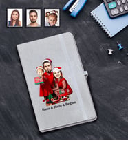 Kişiye Özel Yılbaşı Aile Karikatürlü Gri Defter Model-2