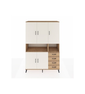 Hyperion Dolap 7 Raflı 4 Çekmeceli 5 Kapaklı 132x44x195 Çam-Aytaşı/Çam