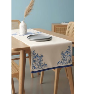Elysian Blue Keten Runner 45x140 cm