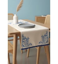 Elysian Blue Keten Runner 45x140 cm