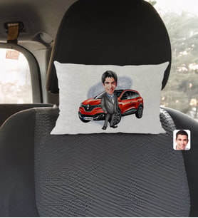 BK Gift Kişiye Özel Plakalı Erkek Renault Kadjar Karikatürlü Dikdörtgen Araç Koltuk Yastığı-1