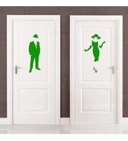 Ladies and Gentlemen Wc Silüeti Kapı Dekoratif Duvar Sticker, Çıkartma Yeşil