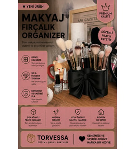 Şık ve kullanışlı Fiyonk Tasarımlı Makyaj Fırçalık Organizer