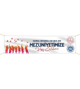 Mezuniyet Pankartı-2- 75x300 cm (Kırmızı)
