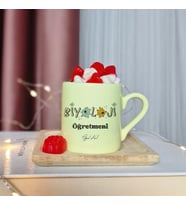 Biyoloji Öğretmeni Tasarımlı Kişiye Özel Sarı Türk Kahvesi Fincanı