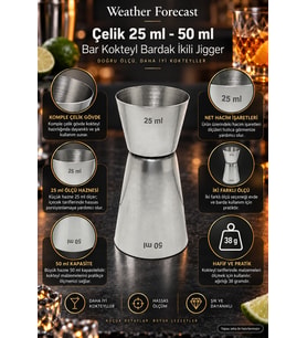 Çelik 25 ml - 50 ml 25/50 Bar Kokteyl Bardak İkili Jigger cin436