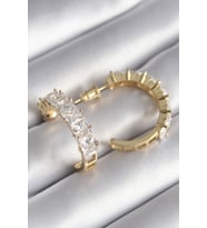 Pirinç Gold Renk Zirkon Taşlı Halka Model Kadın Küpe TJ-BKP8609