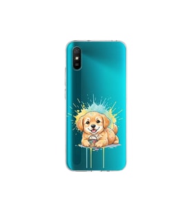 Redmi 9A ile Uyumlu Splash Köpek Tasarımlı Şeffaf Silikon Kılıf