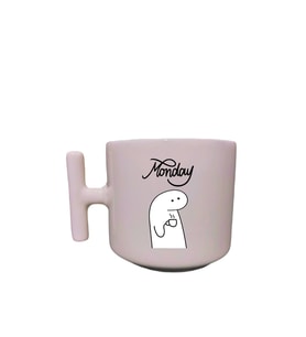 Monday Yazılı Krem Rengi Eğlenceli Esprili Özel Tasarım Baskılı T Kupa Bardak Latte Bardağı