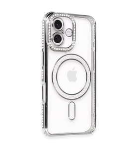 Iphone 16 Kılıf Joke Simli Magneticsafe Kılıf - Gri