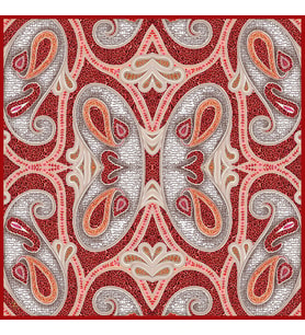 Mandala Desen İtalyan Şifon Seri Eşarp Eşarp Askısı İle Birlikte 140x140 cm Kırm