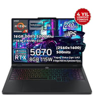 Lenovo Legion Pro 5 16ADR10 Amd Ryzen 9 8940HX 16GB 1tb SSD Rtx 5070 8gb 16" Wqxga (2560X1600) IPS Panel 240Hz 115W Freedos Taşınabilir Bilgisayar 83LT0046TR