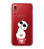 Samsung Galaxy A2 Core  Kamera Korumalı  Kapak Cool Cat Tasarımlı  Şeffaf Kılıf