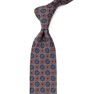 Turuncu - Siyah Motif Desen Mendilli Klasik Kravat KK12678
