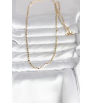 14K Gold Renk Yassı Zincir 60 cm Kadın Kolye (CM) (Standart)
