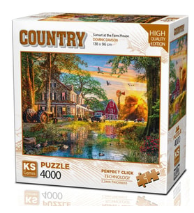 KS Games 4000 Parça Çiftlik Evinde Gün Batımı Puzzle